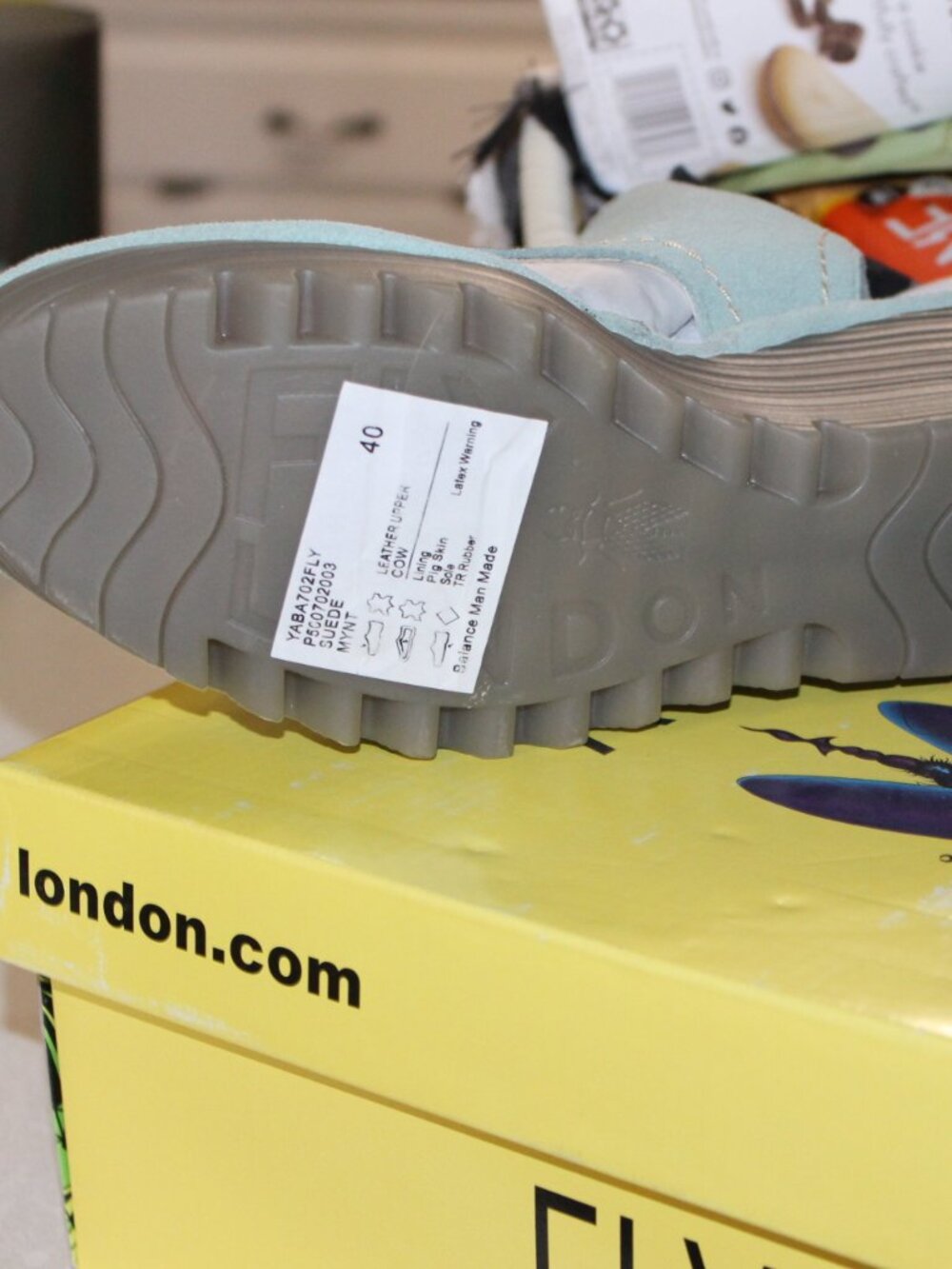 NWT Fly London YABA Mint Suede Green Lace ups women's 40 (9.5/10) PRETTY! - Picture 7 of 9